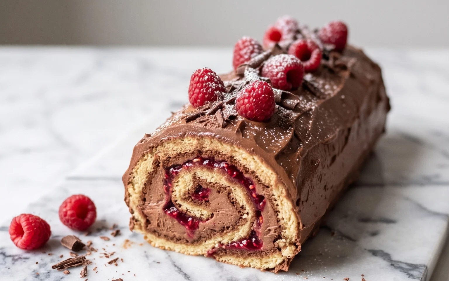 Bûche roulée Chocolat Framboise Facile